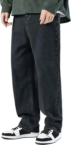 Mens Casual Fashion Baggy Cargo Pants with Leg Pockets Y2k Straight Wide Leg Cargo Jeans for Men