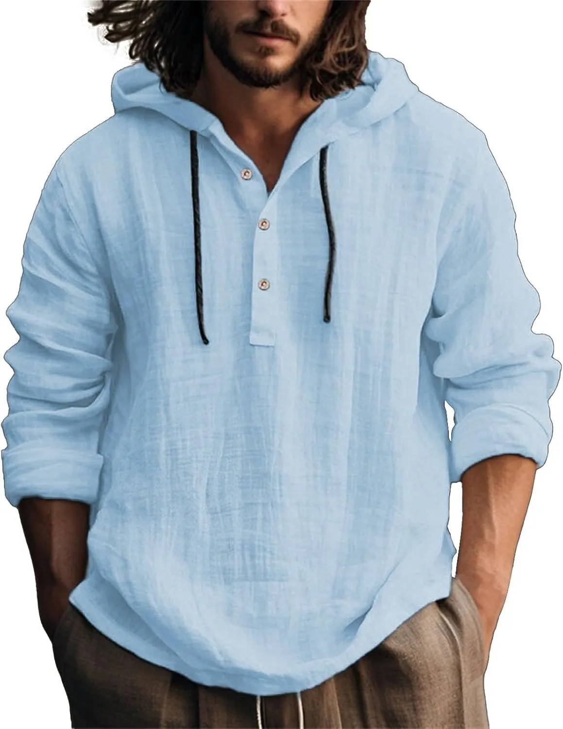 Mens Casual Long Sleeve Cotton Linen Shirts Color Pocket Long Sleeve Shirt Top Long Sleeve Shirts for Men Mens