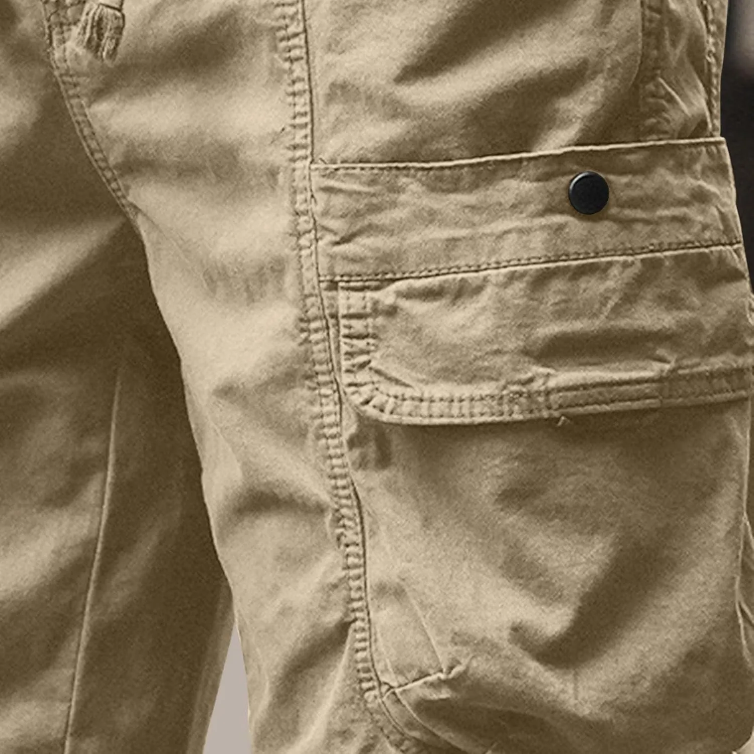 Mens Classic-Fit Cargo Shorts for Hiking Climbing Cotton Elastic Waist Multi-Pocket Summer Workout Gym Camping Shorts