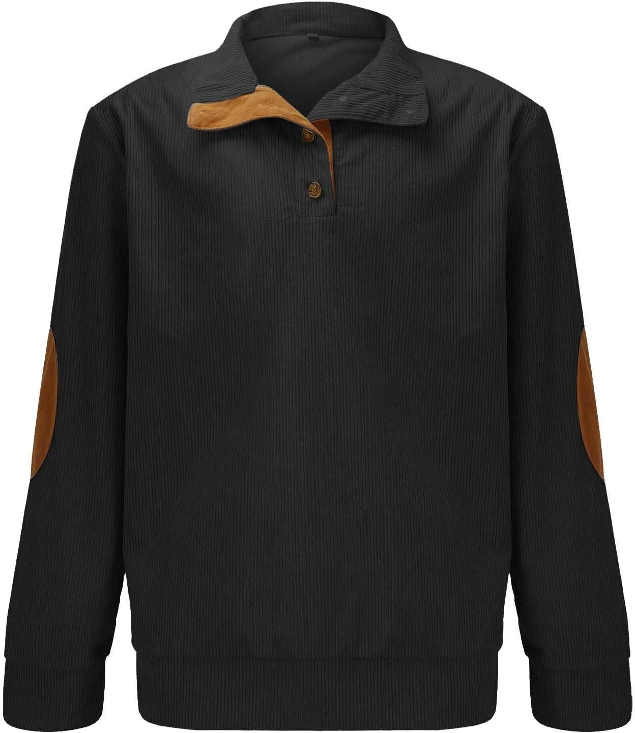 Men's Corduroy Long-Sleeved Sweatshirt Sweater Sweater with Elbow Patches Hunting Sweatshirt Mens Quilted Mens