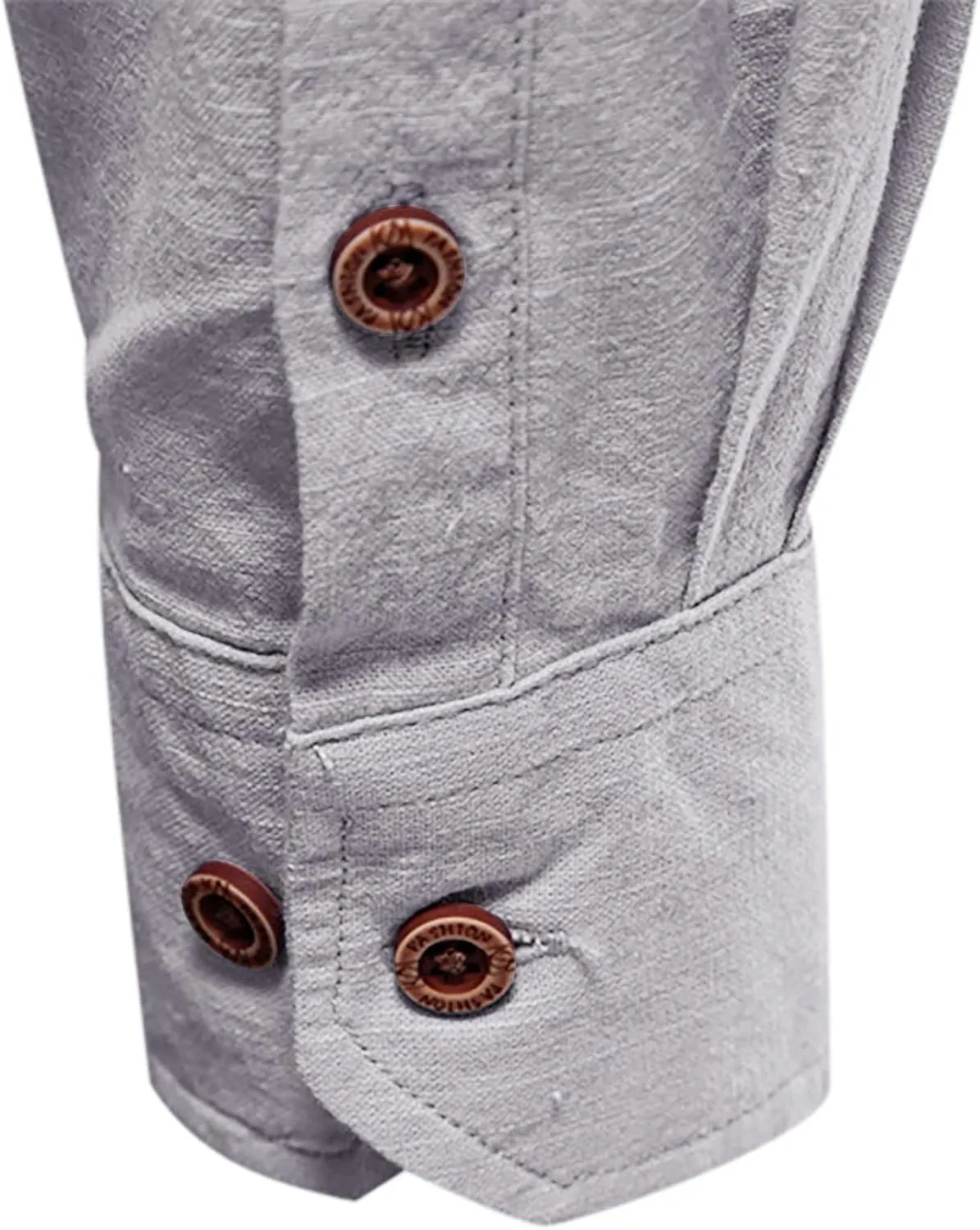 Mens Cotton Linen Banded Collar Beach Shirts Long Sleeve Slim Fit Business Dress Shirts Casual Button Down Work Tops