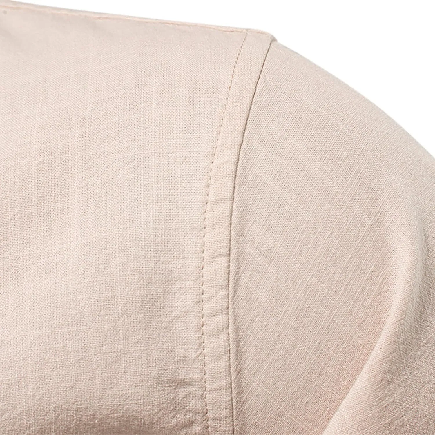 Mens Cotton Linen Banded Collar Beach Shirts Long Sleeve Slim Fit Business Dress Shirts Casual Button Down Work Tops