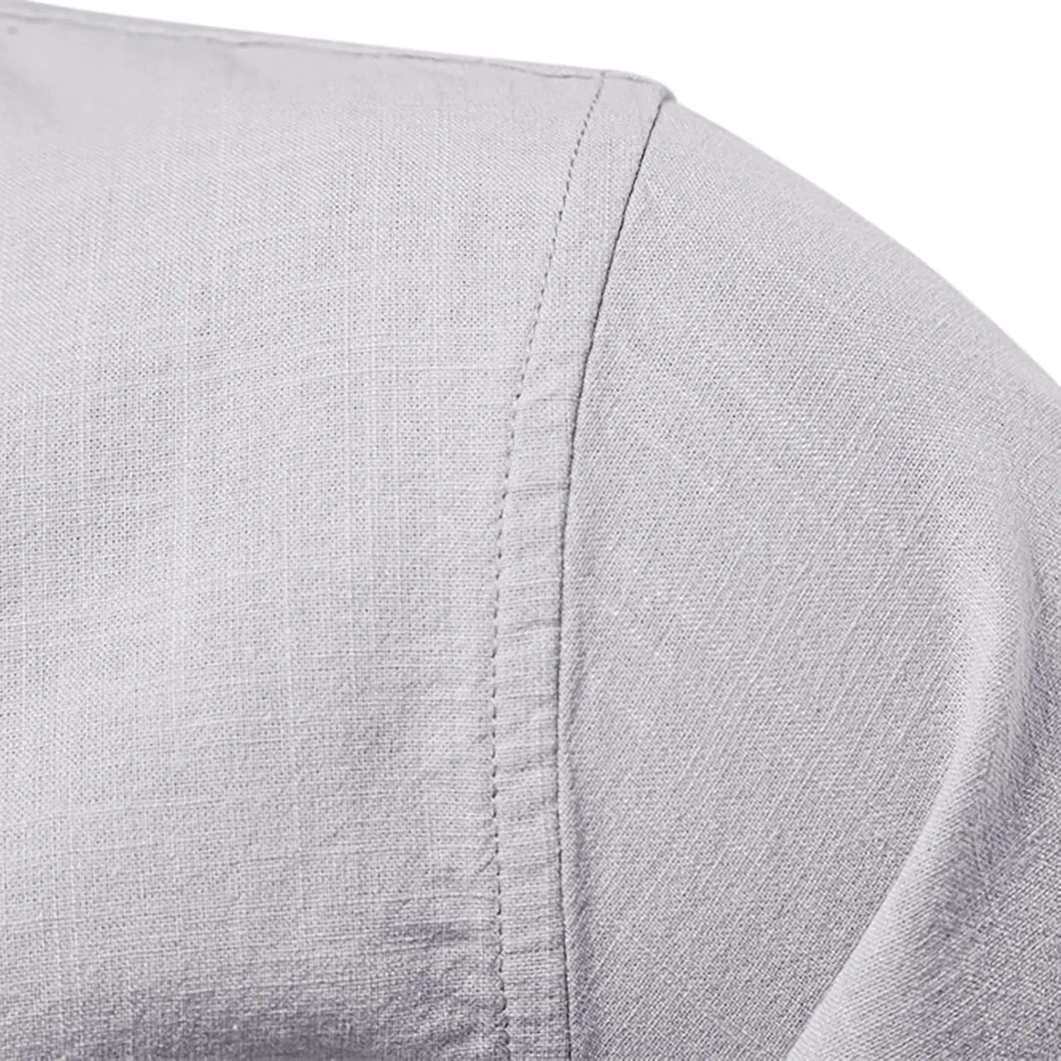 Mens Cotton Linen Banded Collar Beach Shirts Long Sleeve Slim Fit Business Dress Shirts Casual Button Down Work Tops