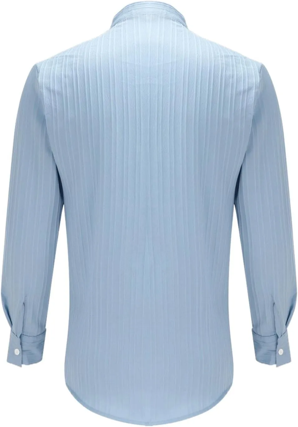 Men's Cotton Linen Button Down Shirts Textured Casual Regular Fit Banded Collar Long Sleeve Hippie Tops Business Dress Shirts