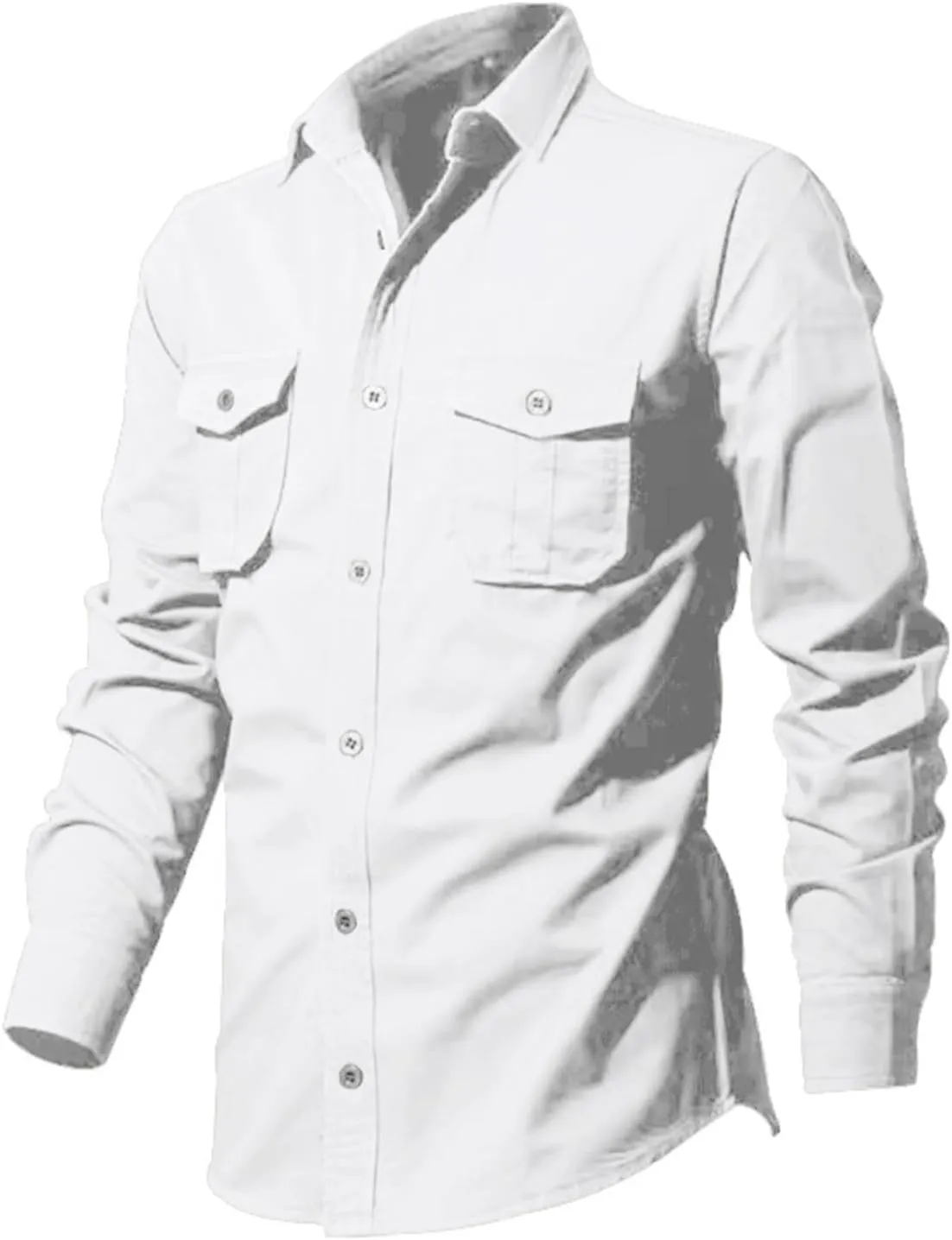 Men's Cotton Linen Casual Stylish Button Shirt Long Sleeved Solid Color Cotton Linen Shirt Men's Long Sleeve Shirts