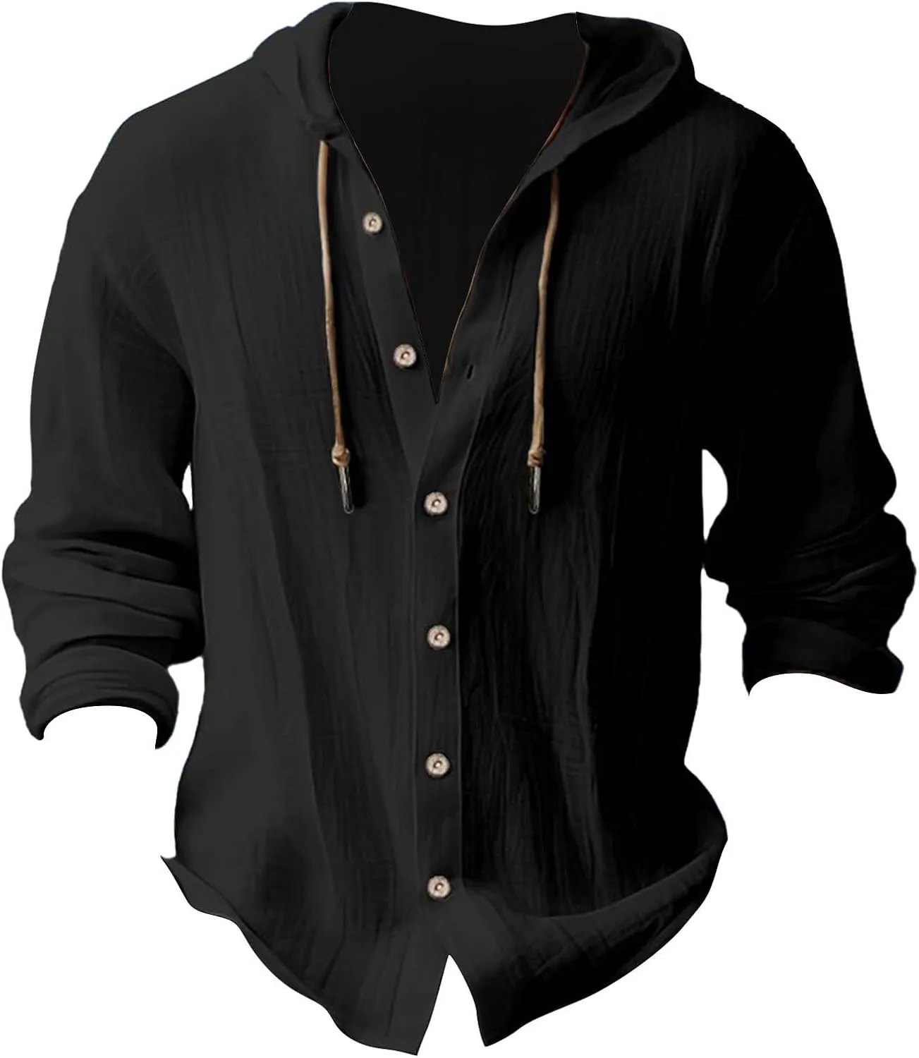 Men's Cotton Linen Casual Stylish Button Shirt Long Sleeved Solid Color Cotton Linen Shirt Men's Long Sleeve Shirts