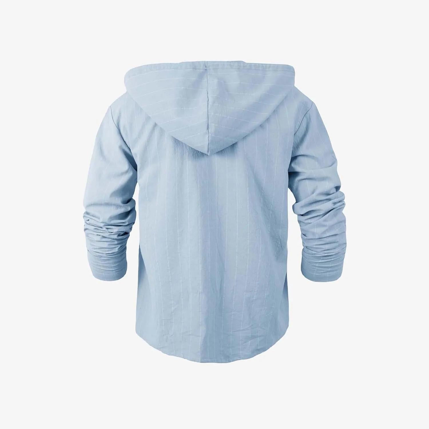 Mens Cotton Linen Hoodies Striped Casual Long Sleeve V Neck Button Down Hooded Shirts Hawaiian Beach Yoga Sweatshirts