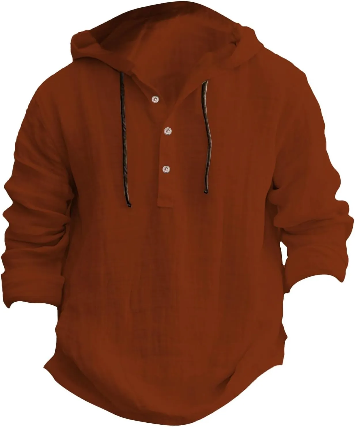 Mens Cotton Linen Shirts with Hood Long Sleeve Button Down Summer Tops Roll-Up Sleeve Lightweight Dry Fit Beach Tees