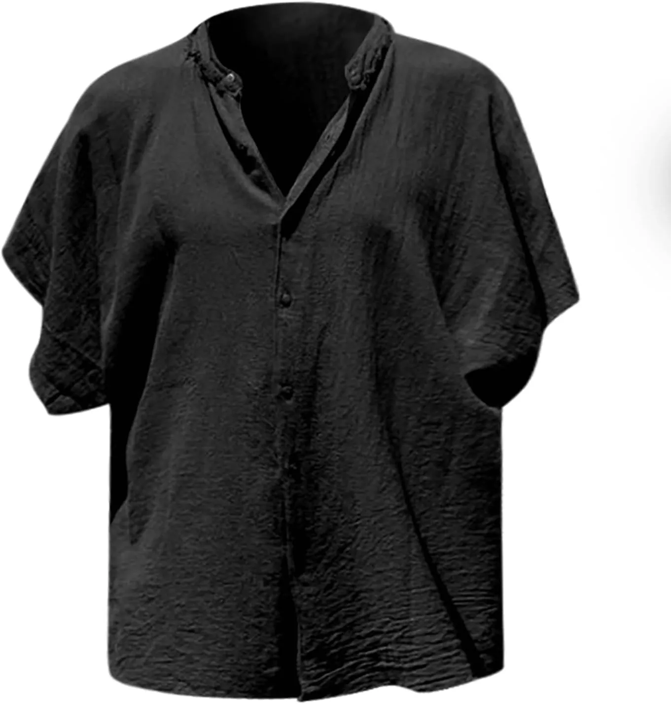 Mens Country Style Shirts Cotton Linen Loose Fit Short Sleeve Cardigan Frayed Hem Hippie Streetwear T-Shirts for Men