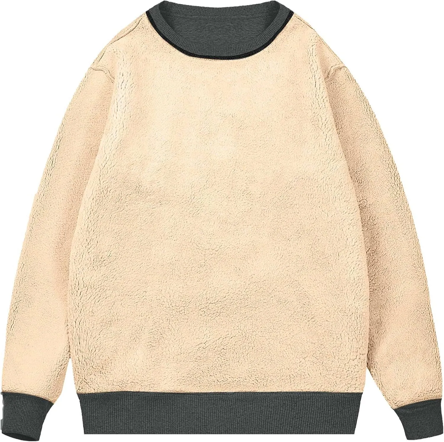 Men's Crewneck Sweatshirt Thick Warm Sherpa Lined Thermal Underwear Baselayer Long Sleeve Winter Fleece Pullover Tops