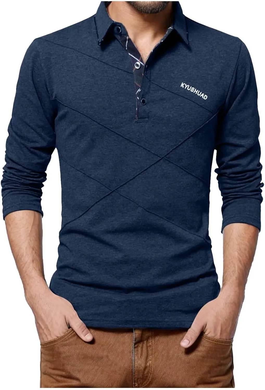Mens Fall Fashion Print Polo Shirts Fall Lightweight Regular Fit Lapel Tops 2024 Casual Long Sleeve Golf T Shirts