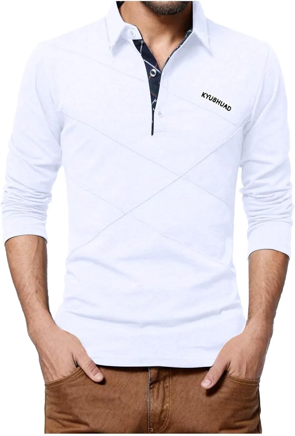 Mens Fall Fashion Print Polo Shirts Fall Lightweight Regular Fit Lapel Tops 2024 Casual Long Sleeve Golf T Shirts