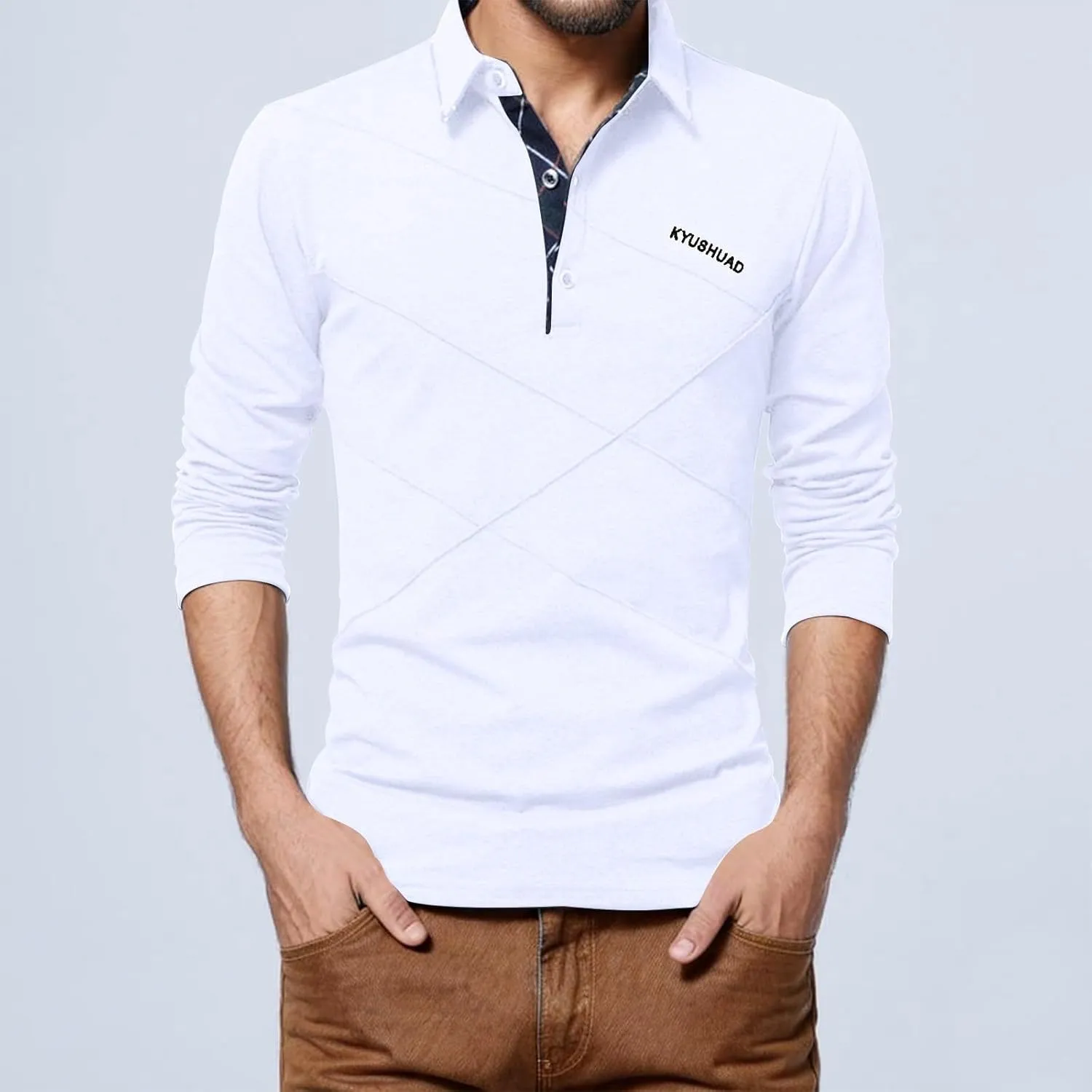 Mens Fall Fashion Print Polo Shirts Fall Lightweight Regular Fit Lapel Tops 2024 Casual Long Sleeve Golf T Shirts