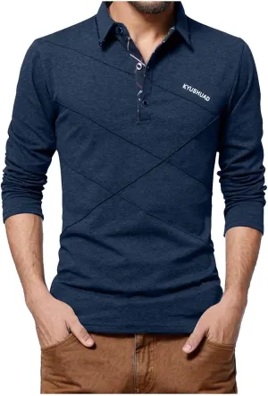 Mens Fall Fashion Print Polo Shirts Fall Lightweight Regular Fit Lapel Tops 2024 Casual Long Sleeve Golf T Shirts