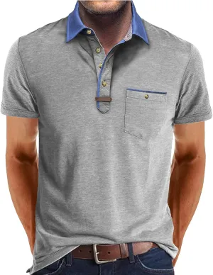 Mens Golf Polo Shirts Short Sleeve Moisture Wicking Cotton Golf Shirt Athletic Fashion Raglan Collared Pique T-Shirts
