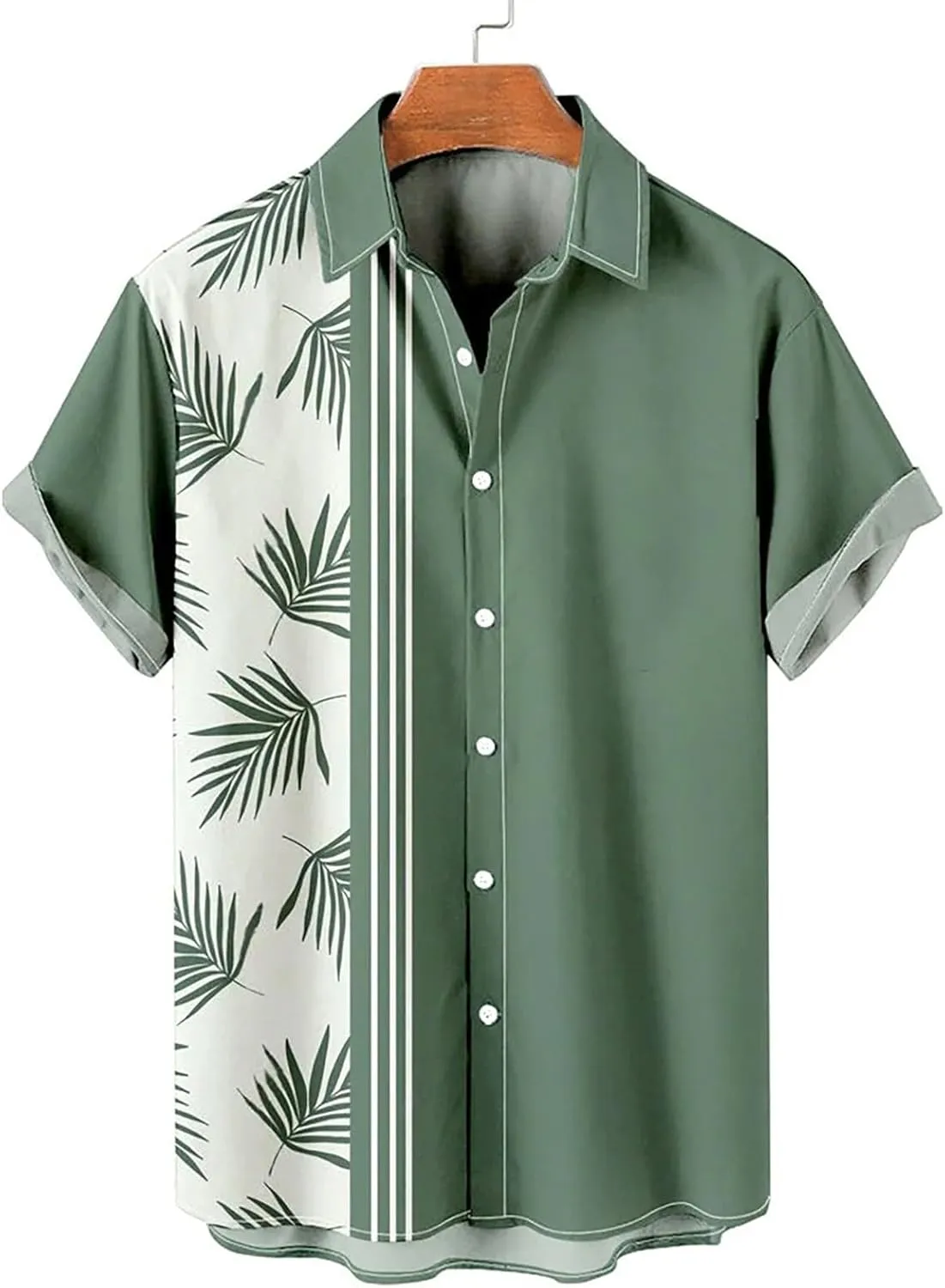Men's Hawaiian Shirts Short Sleeve Button Down Palm Tree Printed Summer Beach Shirts Vintage 60s 70s Bowling Shirts