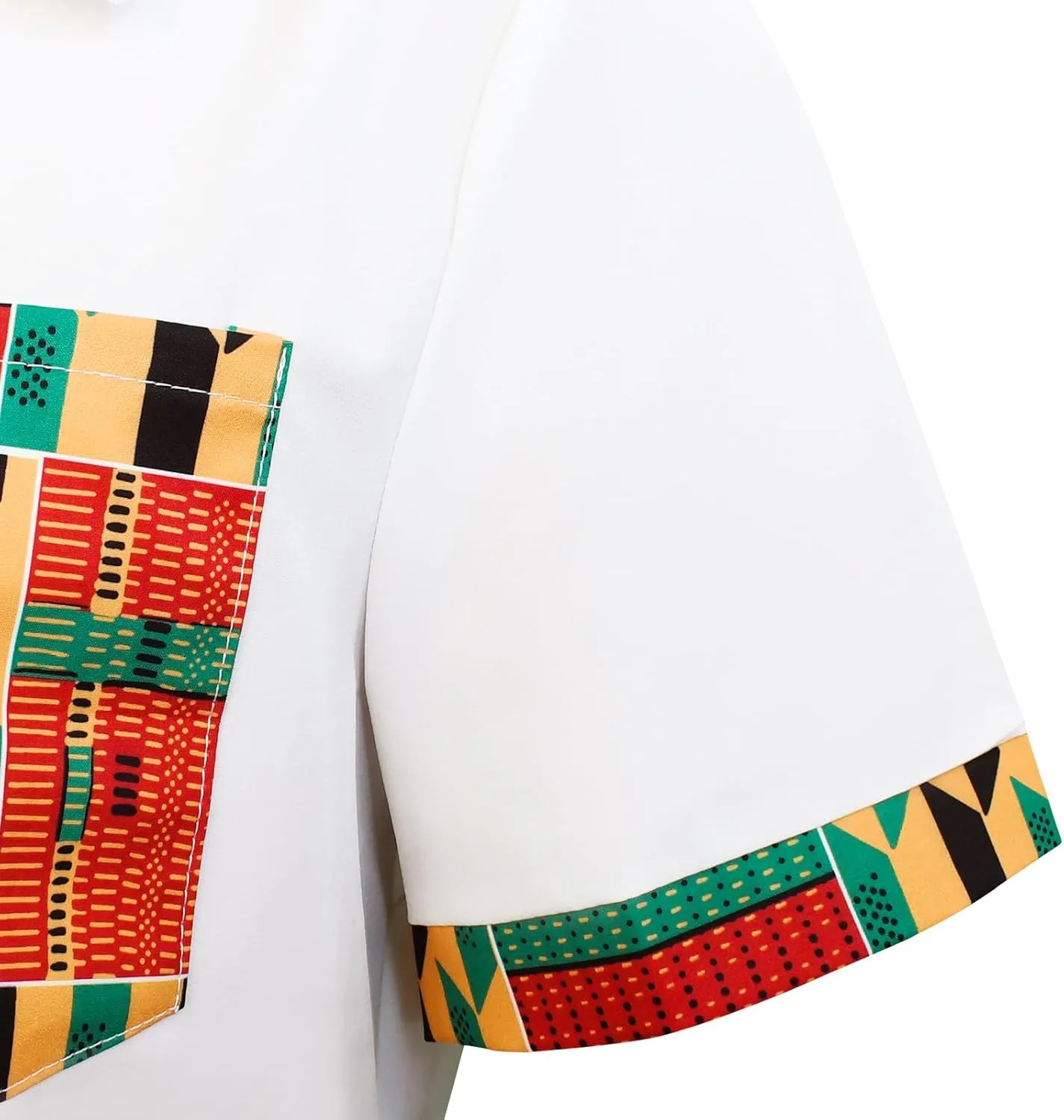 Men's Hipster African Printed Tribal Graphic Patchwork Design Short Sleeve Button up Shirt Mandarin Collar Shirts