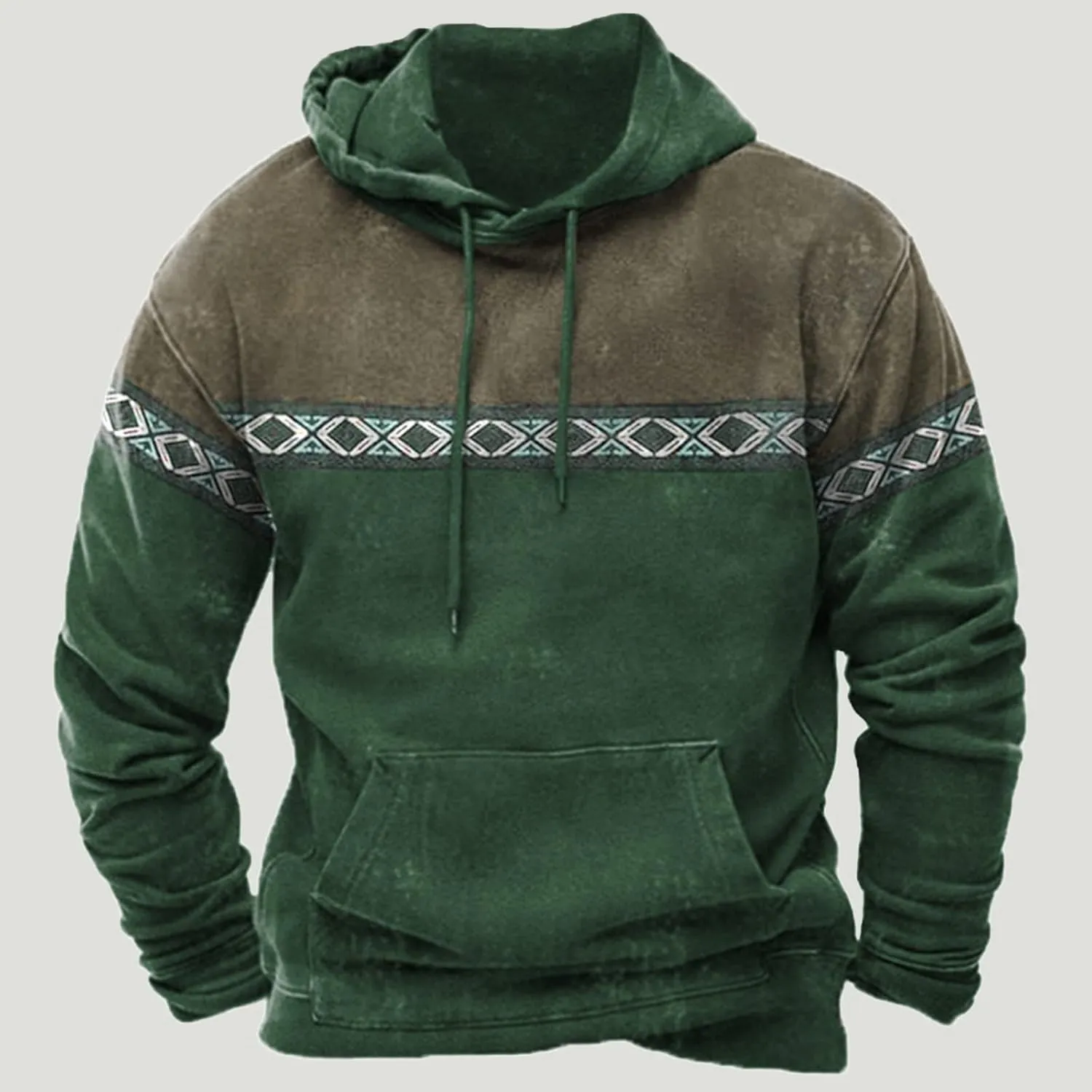 Mens Hoodies Pullover Graphic Ethnic Print Lightweight Sweatshirts Long Sleeve Casual Western Aztec Ethnic Hoodie