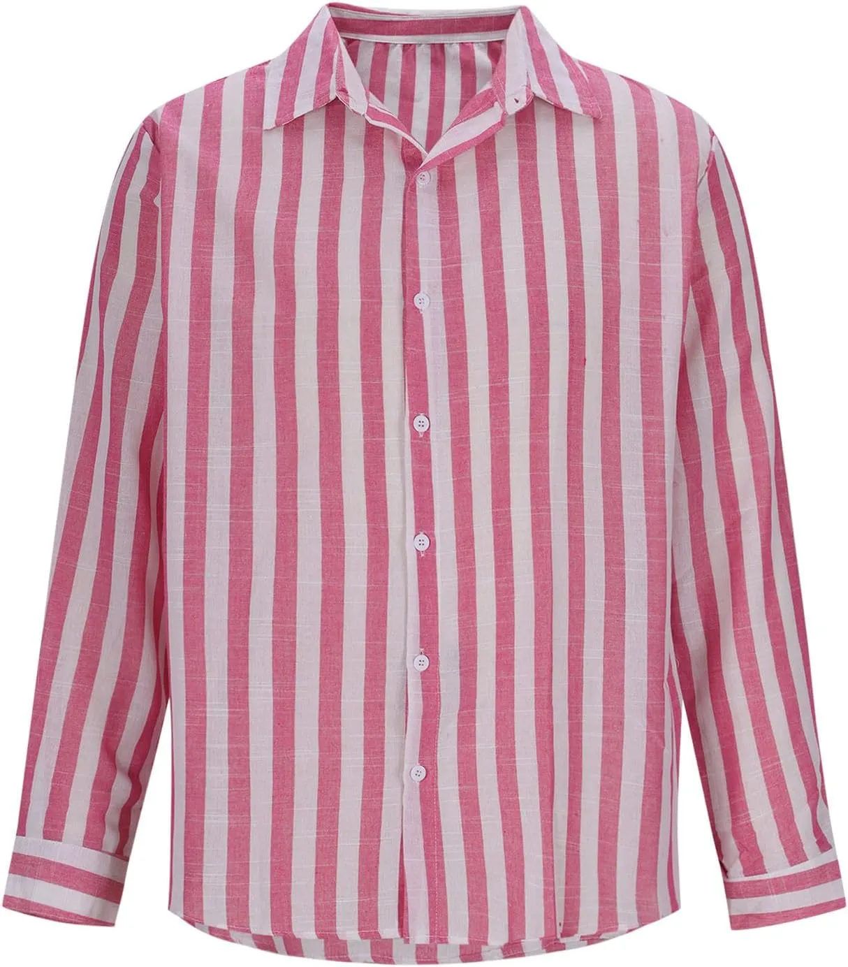 Mens Linen Striped Button Down Shirts Casual Beach Long Sleeve Collar Top Shirts Summer Fall 2024 Fashion Shirt
