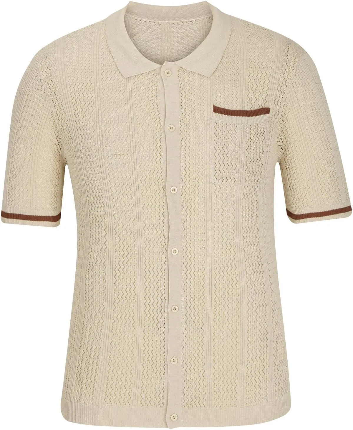 Men's Short Sleeve Knit Shirt Vintage Loose Button Down Lapel Solid Blouses Summer Casual Retro Workout Shirts