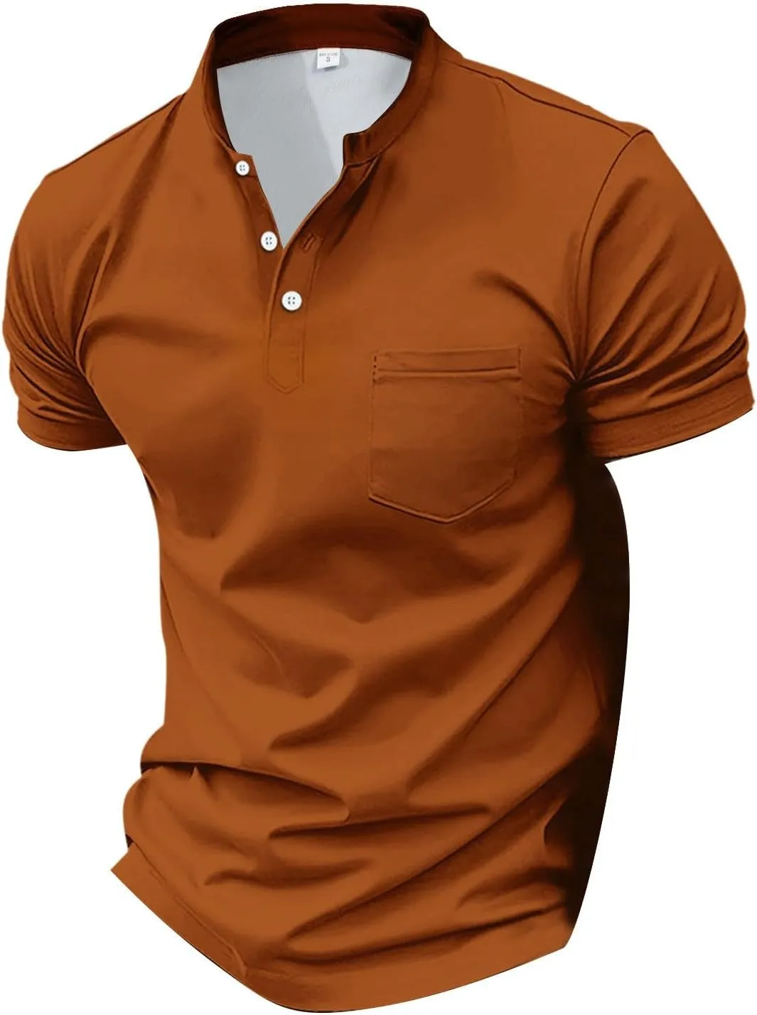 Mens Short Sleeve Polo Shirt Sports T-Shirt Athletic Golf Polos Casual Fashion Stand Collar Shirts with Chest Pocket