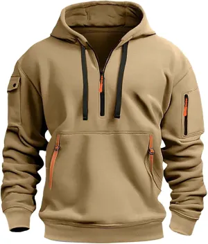 Mens Sports Casual Full Zipper Long Sleeved Hooded Hooded Sweater Zipper Closure Hoodie Slim Fit Fleece Sweatshirt