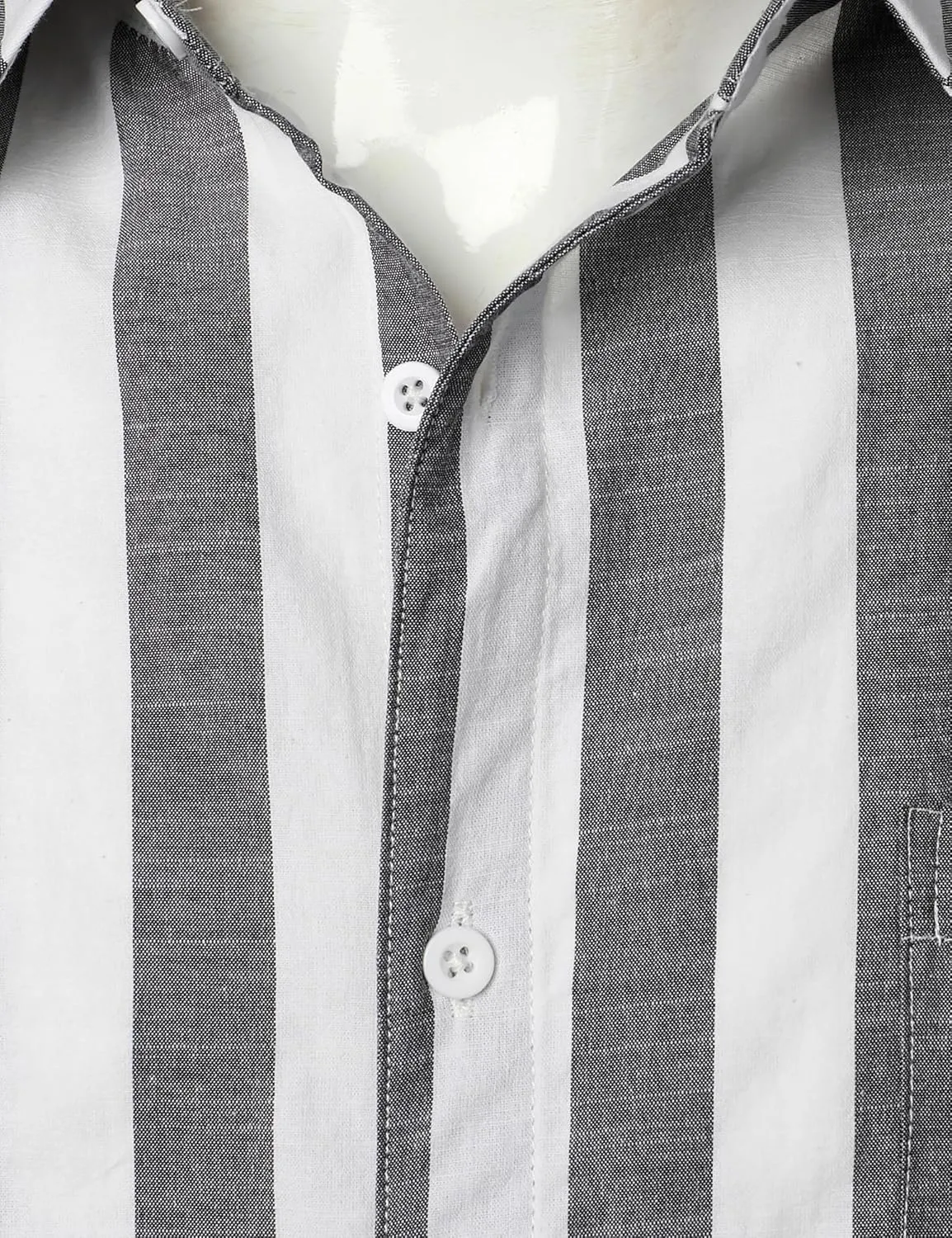 Men's Summer Casual Cotton Linen Striped Shirt Button Down Short Sleeve Shirts