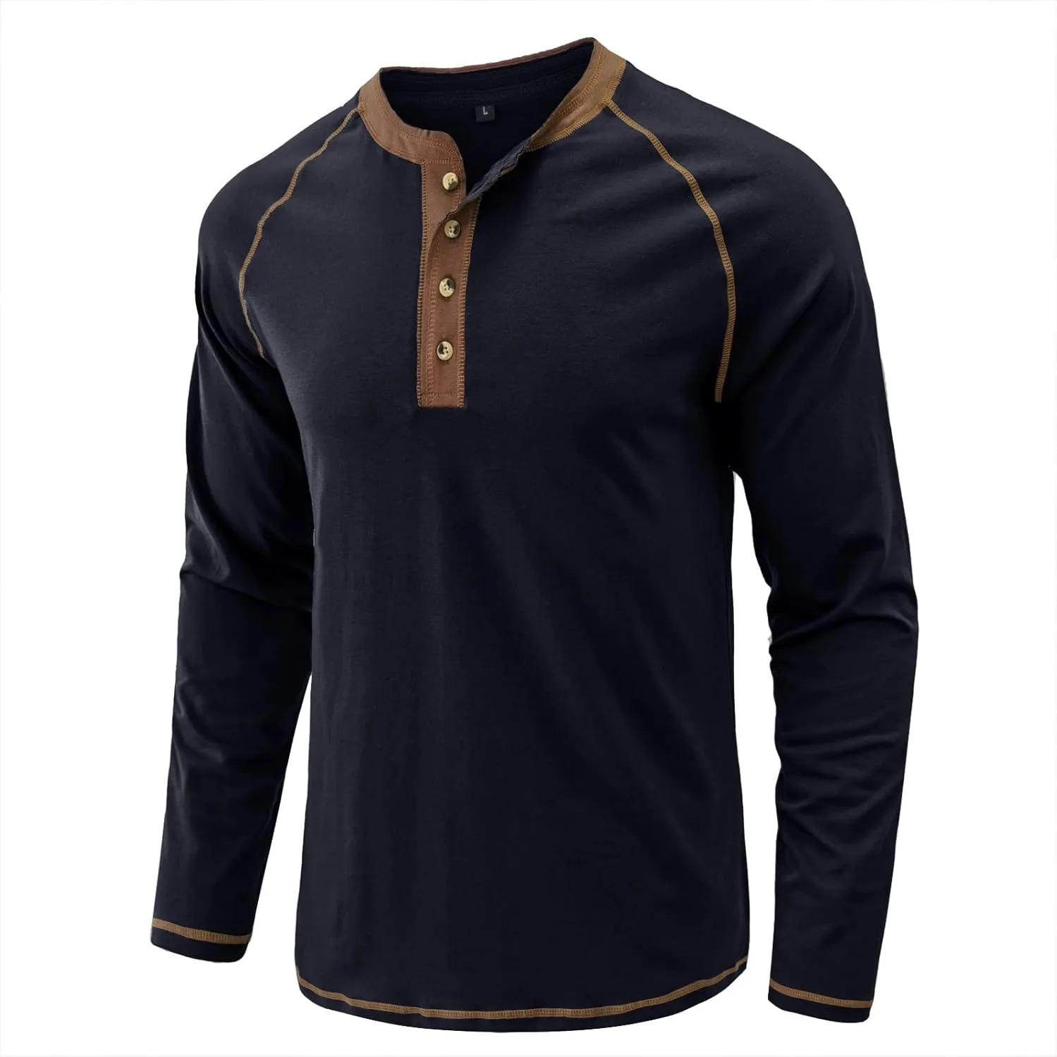 Men's Summer Shirts Long Sleeve Button Pocket Henry Collar Breathable Athletic Summer Comfy Fashion Trendy T-Shirts