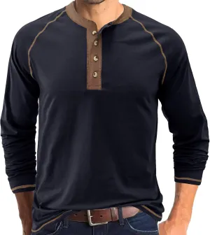 Men's Summer Shirts Long Sleeve Button Pocket Henry Collar Breathable Athletic Summer Comfy Fashion Trendy T-Shirts