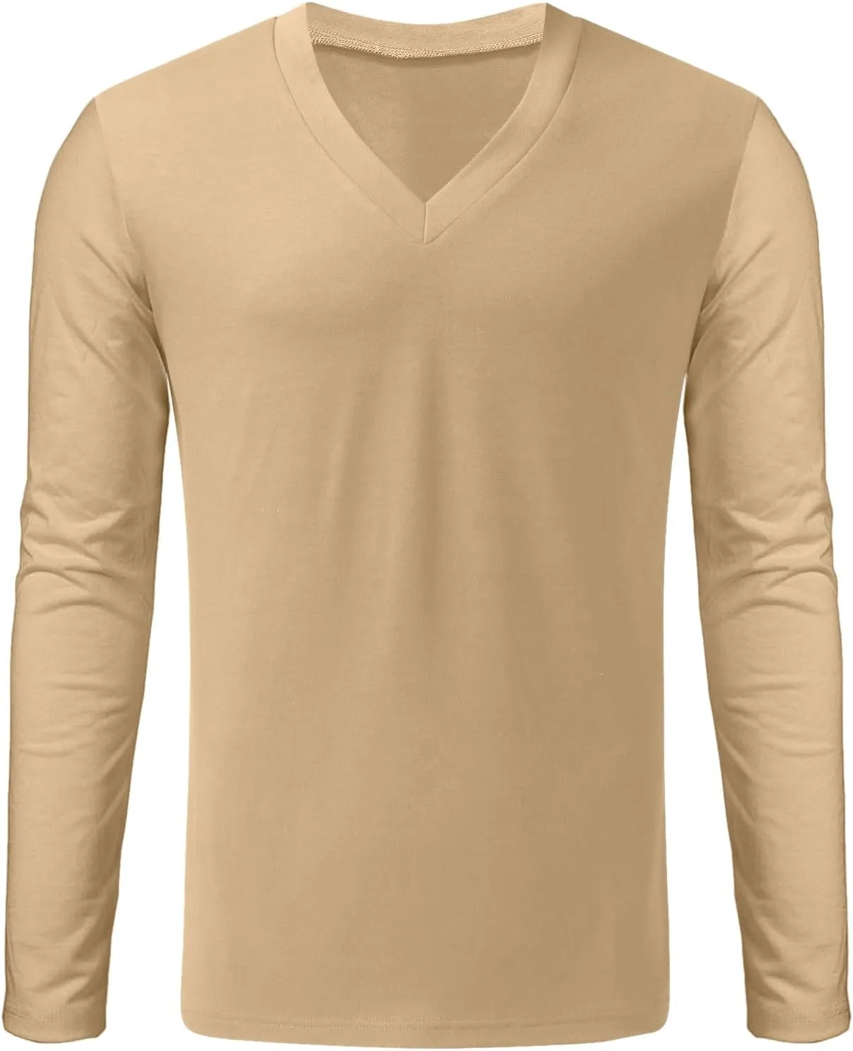 Men's Summer Shirts Long Sleeve Solid Color V Neck Blouse Solid Color Leisure Style Sport Pants Fresh Trendy Tee