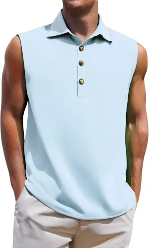 Men's Summer Sleeveless Shirts 2025 Trendy Tropical Beach Button Collared Henley Shirt Vest Lightweight Drying Vests