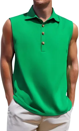 Men's Summer Sleeveless Shirts 2025 Trendy Tropical Beach Button Collared Henley Shirt Vest Lightweight Drying Vests