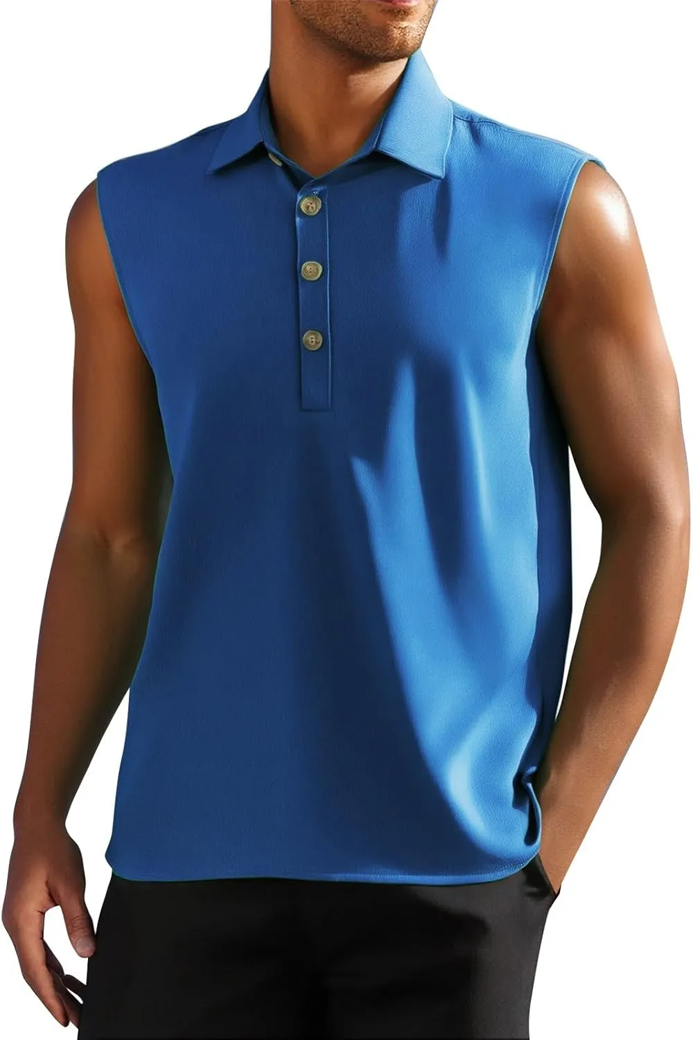 Men's Summer Sleeveless Shirts 2025 Trendy Tropical Beach Button Collared Henley Shirt Vest Lightweight Drying Vests