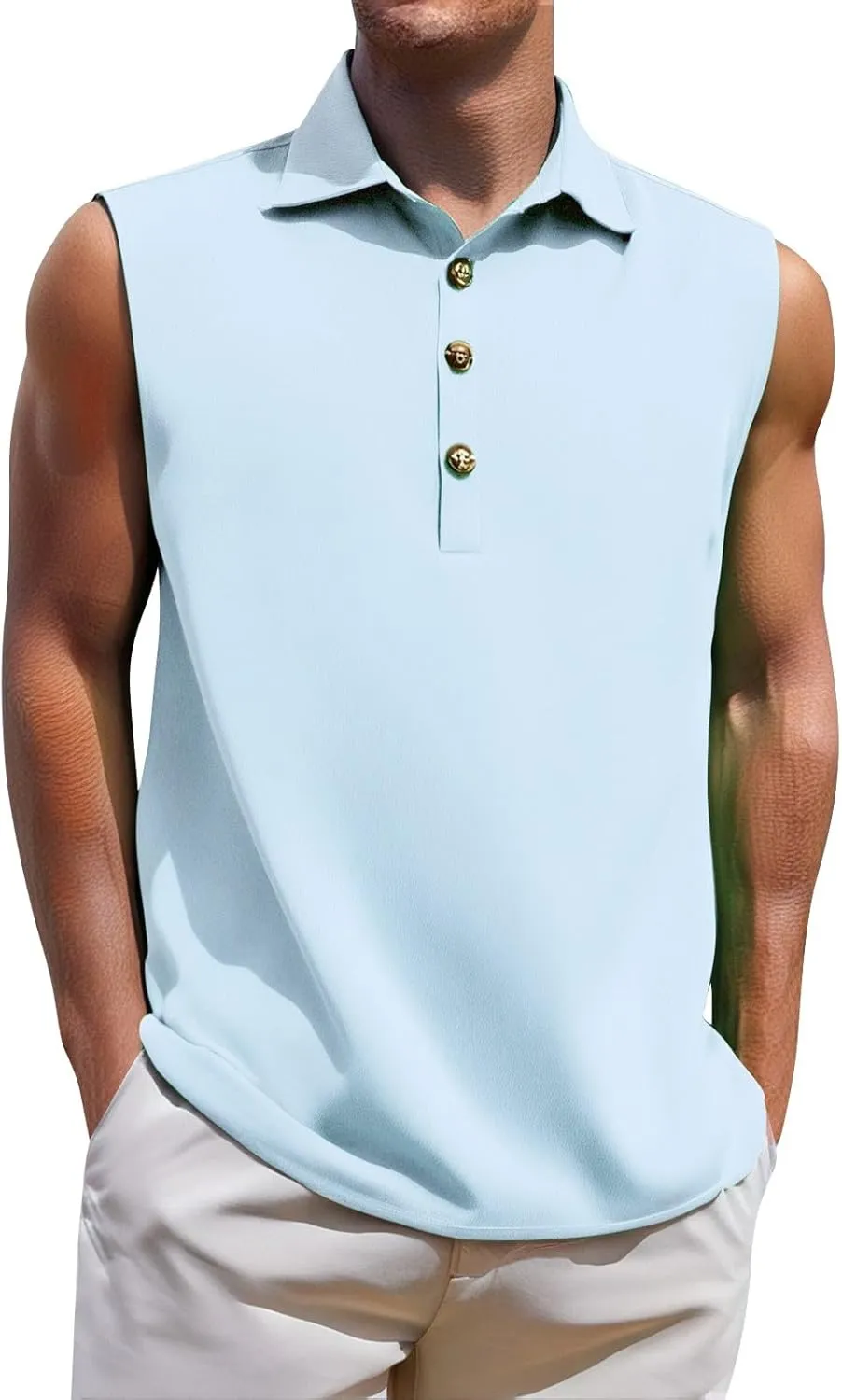 Men's Summer Sleeveless Shirts 2025 Trendy Tropical Beach Button Collared Henley Shirt Vest Lightweight Drying Vests