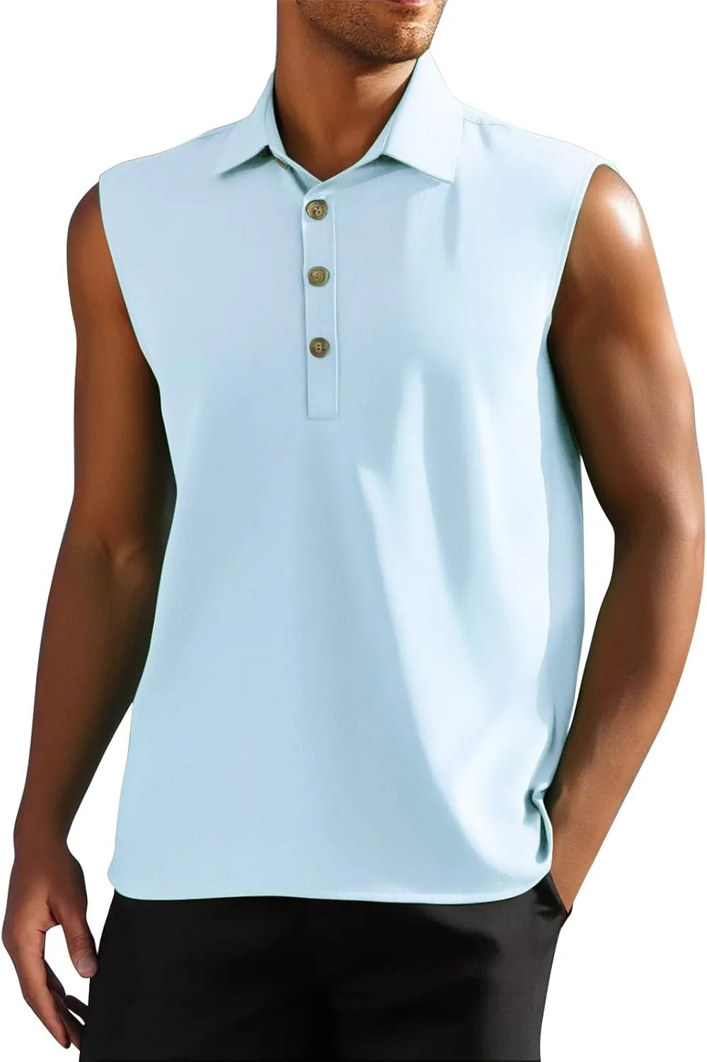 Men's Summer Sleeveless Shirts 2025 Trendy Tropical Beach Button Collared Henley Shirt Vest Lightweight Drying Vests
