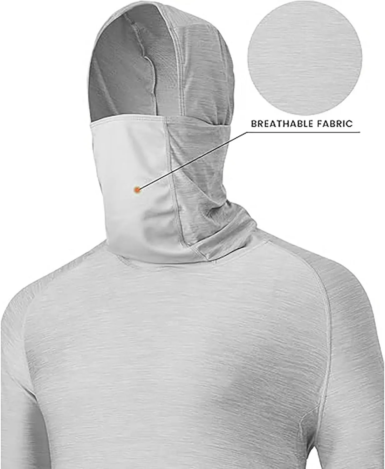 Men's Sun Protection Hoodie Shirts with Mask Long Sleeve UPF 50  Fishing Shirt Summer Rash Guards Cooling Hiking Tees