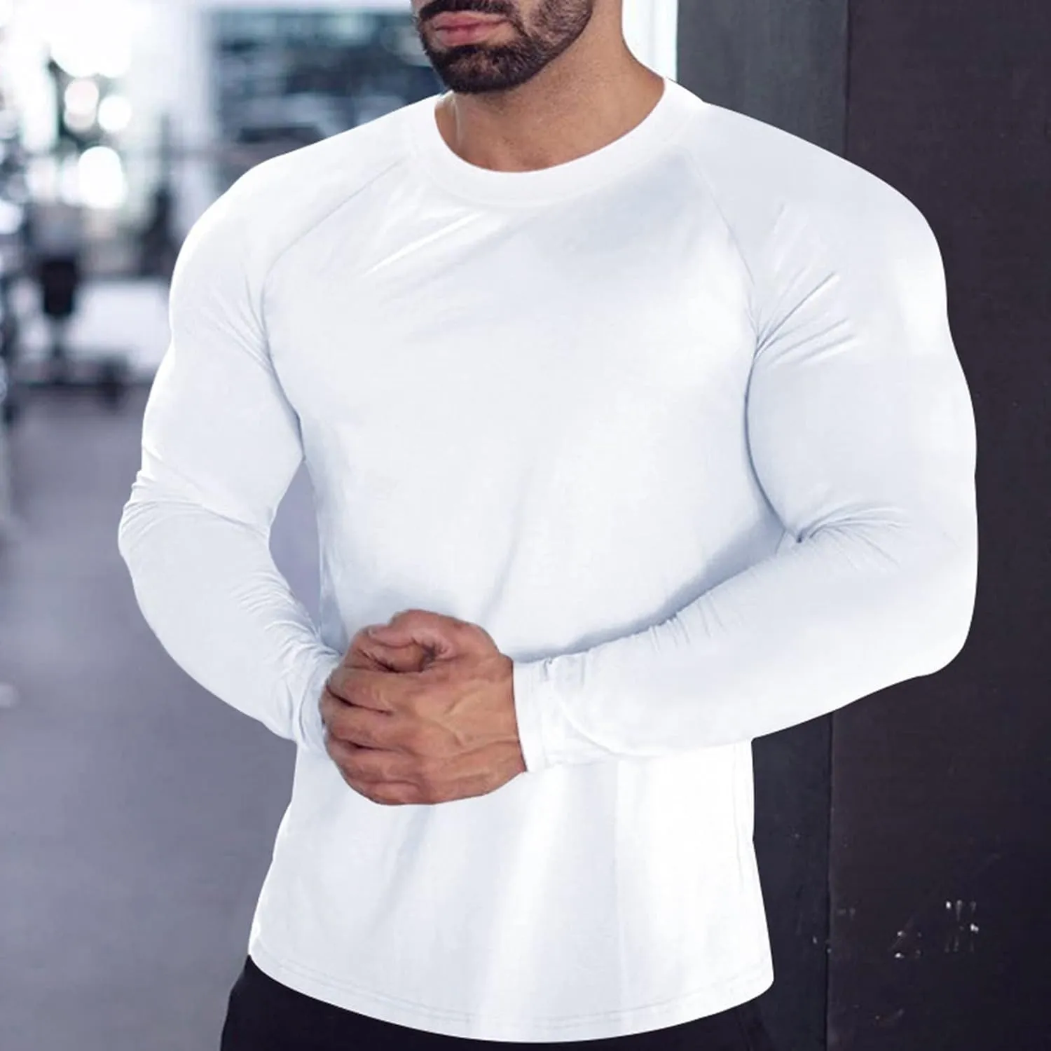 Mens Swim Shirt Long Sleeve Protection Compression Fit T Shirt Summer Beach Big and Tall Fashion Athletic Running Shirts