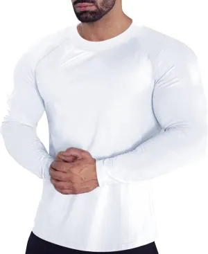 Mens Swim Shirt Long Sleeve Protection Compression Fit T Shirt Summer Beach Big and Tall Fashion Athletic Running Shirts