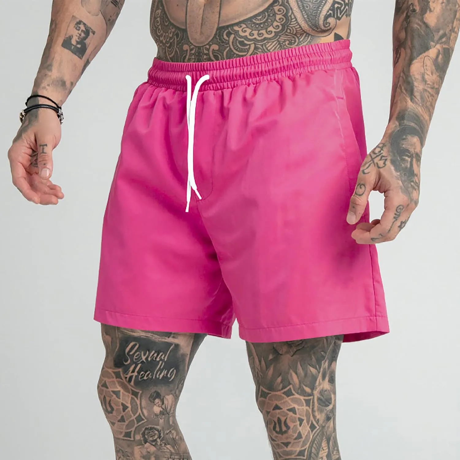 Men's Swim Trunks Quick Dry Shorts Summer Black Elastic Waist Casual Board Beach Vacation Outfits Swimwear Bathing