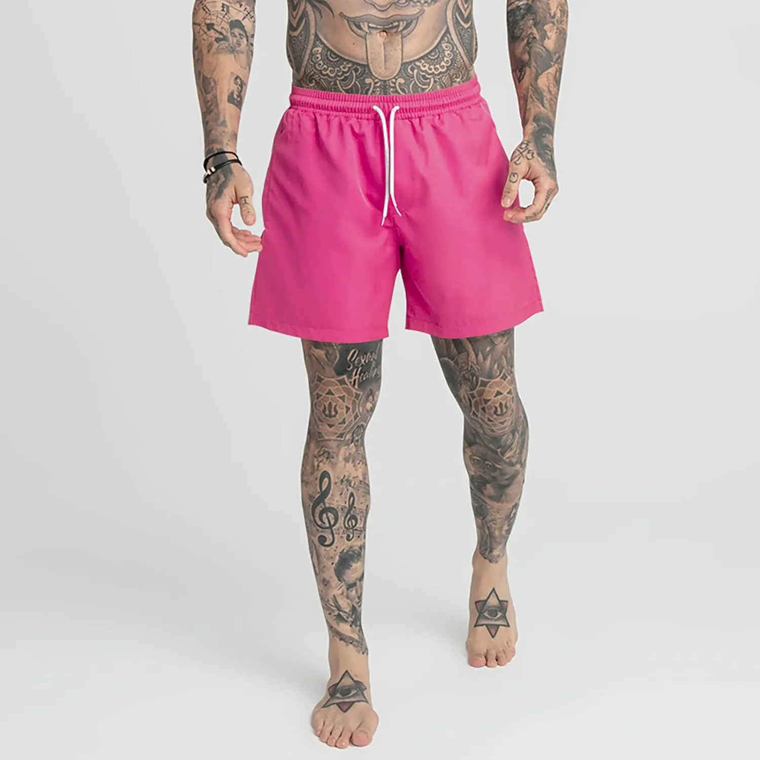 Men's Swim Trunks Quick Dry Shorts Summer Black Elastic Waist Casual Board Beach Vacation Outfits Swimwear Bathing