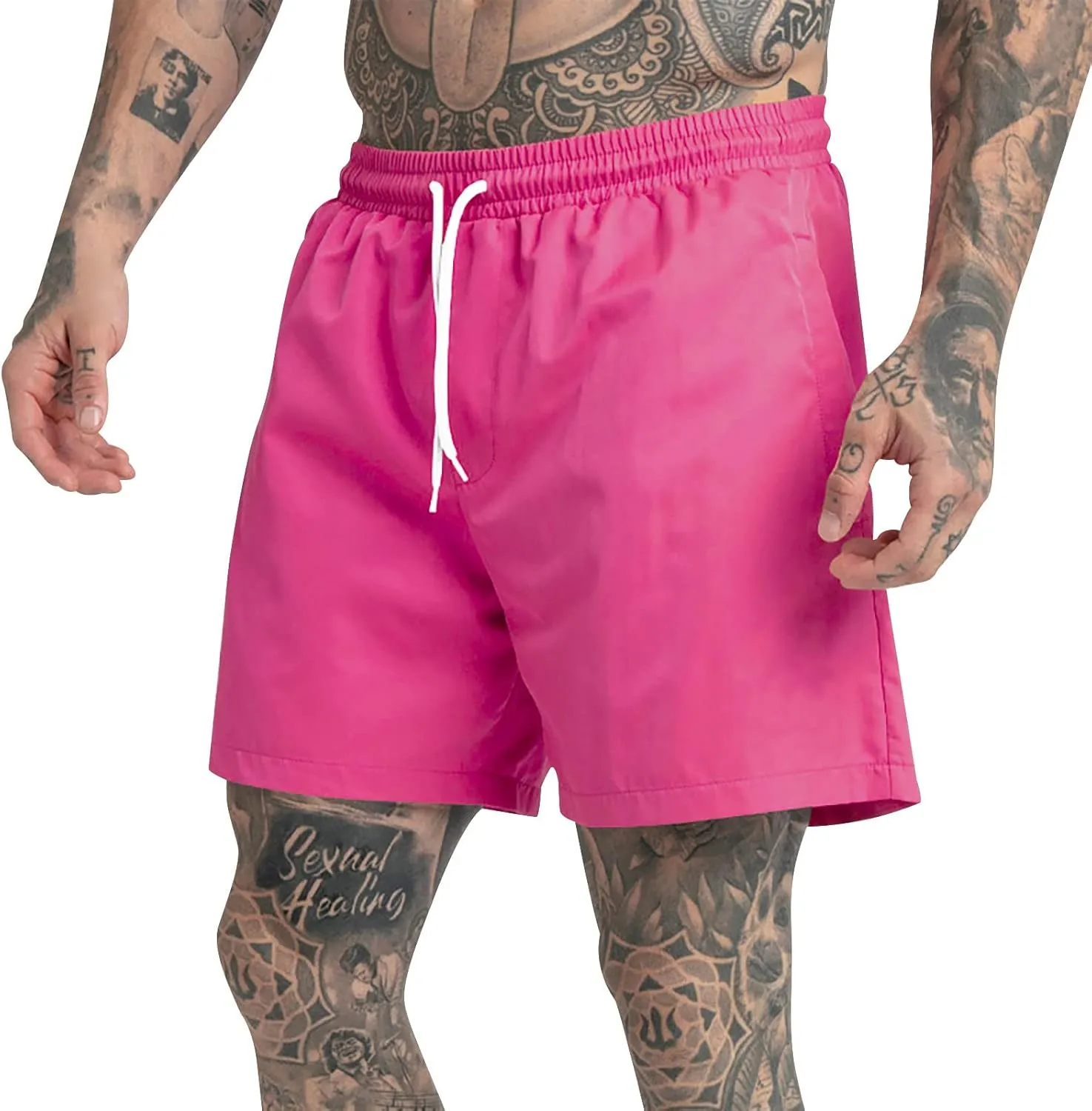 Men's Swim Trunks Quick Dry Shorts Summer Black Elastic Waist Casual Board Beach Vacation Outfits Swimwear Bathing