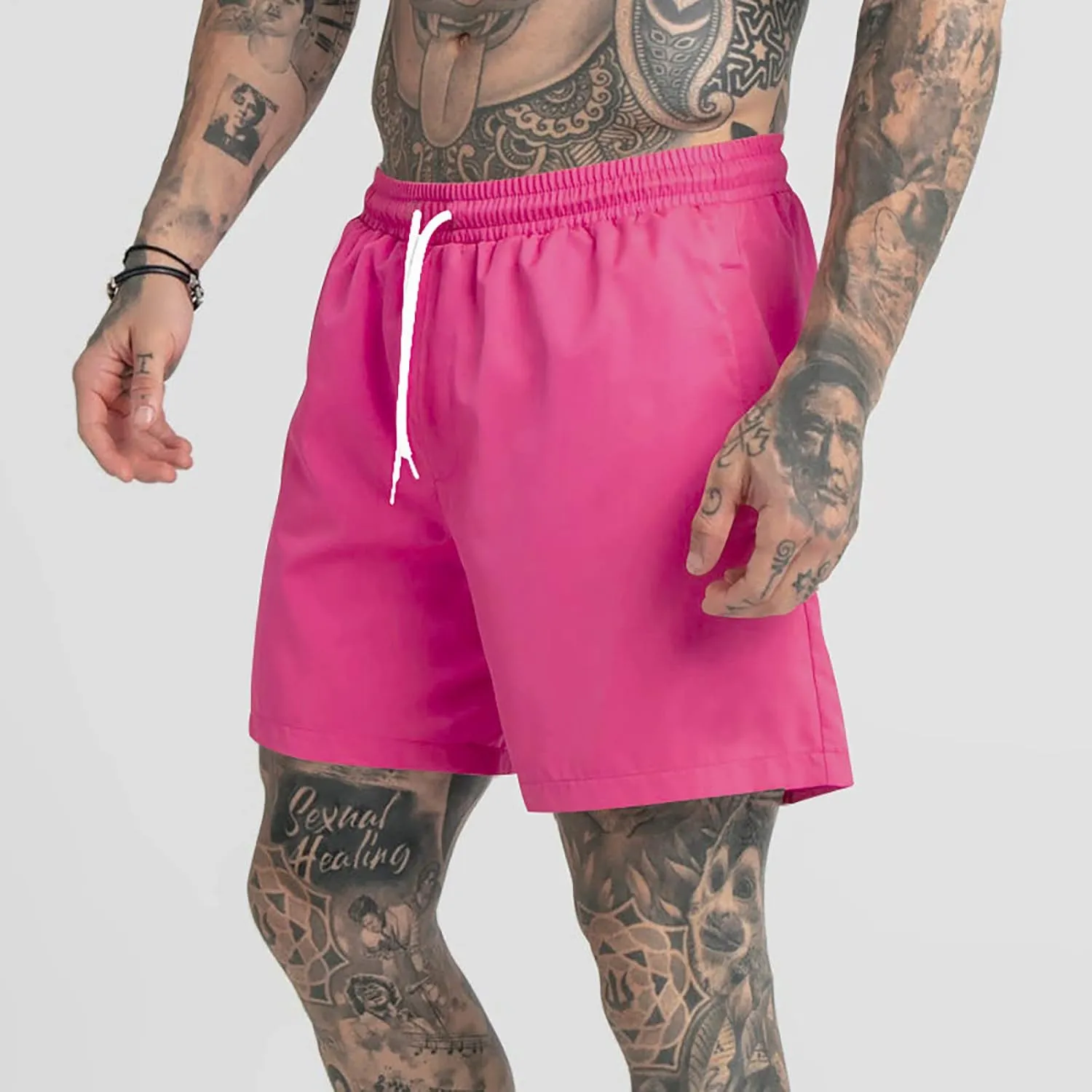 Men's Swim Trunks Quick Dry Shorts Summer Black Elastic Waist Casual Board Beach Vacation Outfits Swimwear Bathing