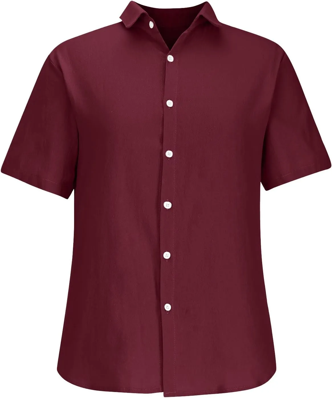 Mens's Cotton Linen Lightweight Lapel Shirts Summer Short Sleeve Solid Button Down Shirt Casual Fashion Tropical Tops