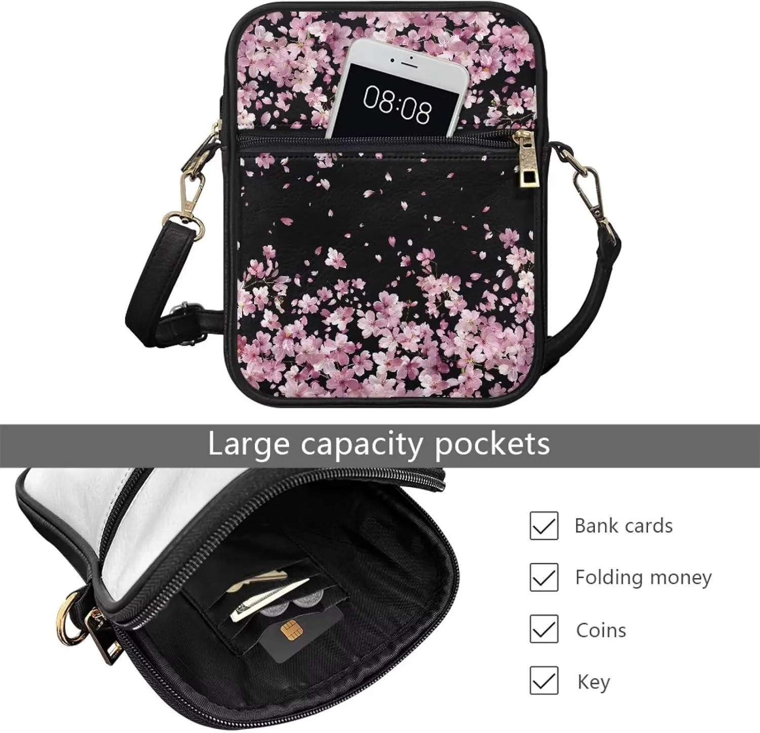 Messenger Bag for Women Men Leather Crossbody Bag Messenger Bag Purse with Adjustable Strap Travel Sling Bag
