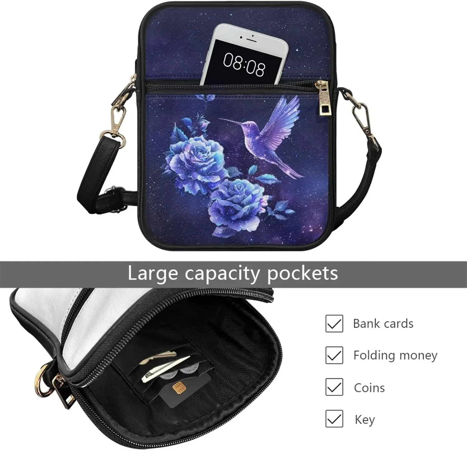 Messenger Bag for Women Men Leather Crossbody Bag Messenger Bag Purse with Adjustable Strap Travel Sling Bag