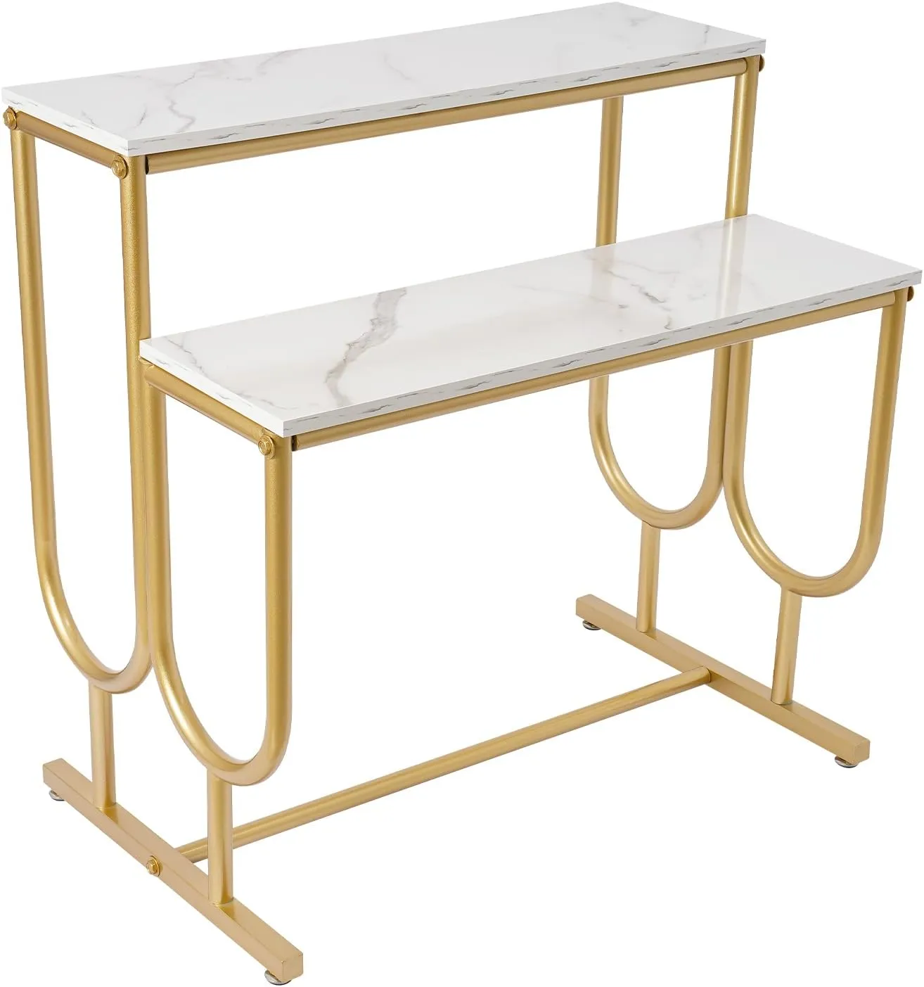 Metal Shoe Handbag Display Stand, 2 Tier Retail Nesting Display Tables, Heavy Duty Boutique Display Riser Shelf Modern Standing Clothing Shoes Display Rack for Retail Stores