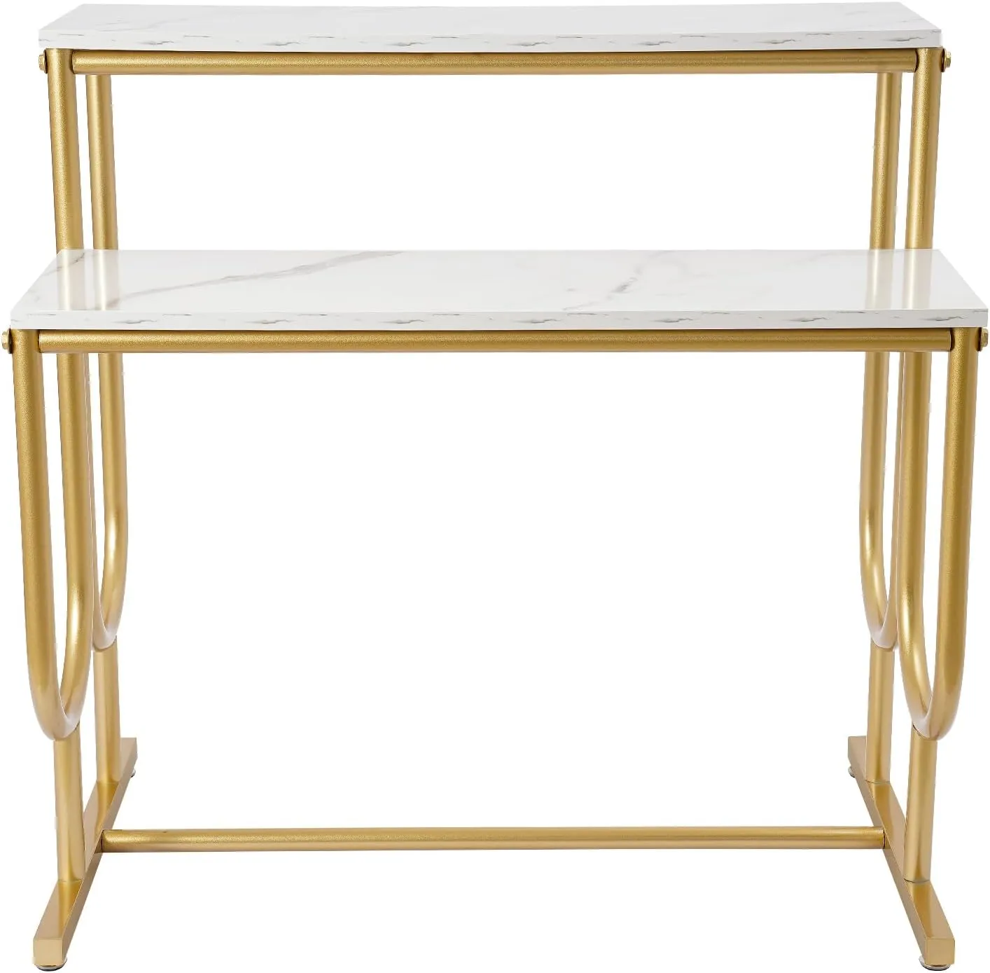 Metal Shoe Handbag Display Stand, 2 Tier Retail Nesting Display Tables, Heavy Duty Boutique Display Riser Shelf Modern Standing Clothing Shoes Display Rack for Retail Stores