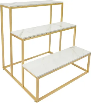 Metal Shoe Handbag Display Stand, 3 Tier Retail Nesting Display Tables, Heavy Duty Boutique Display Riser Shelf Modern Standing Clothing Shoes Display Rack for Retail Stores