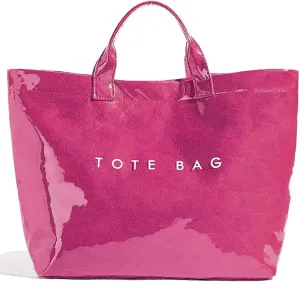MINGRI Large Tote Bags for Women PVC Clear Totes Bag Plastic Carry All Bag Kraft Paper Shoulder Handbag Hobo for Work Travel