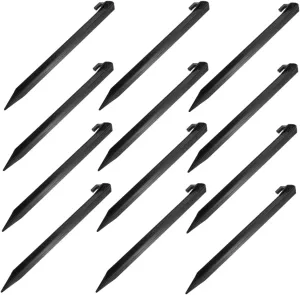 Mipcase 12 Pcs Plastic Tent Stakes for Outdoor Use Durable Tarp Pegs for Camping Lawn Beach Lightweight Garden Accessories Spikes for Secure Ground Anchoring